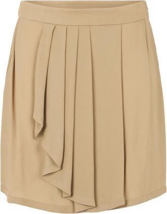 Alberta Ferretti Korte Rok met Plooi aan de Voorkant - Dames - Korte rokken - Beige - S - Rokken