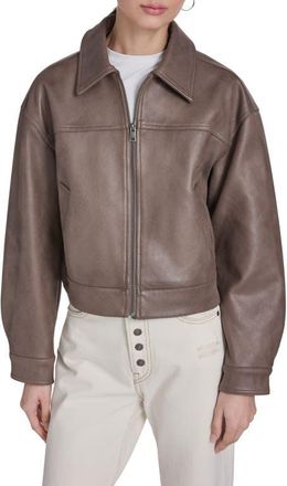 Levi's Faux Leather Zip Jacket in Pine Bark Faux Suede at Nordstrom, Size X-Small