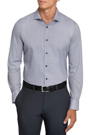 W.R.K Reworked Slim Fit Grey Medallion Print Cotton Dress Shirt at Nordstrom, Size 17.5 - R