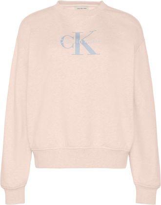 Calvin Klein Jeans Sweatshirt CALVIN KLEIN JEANS LS MONOLOGO FRENCH TERRY RLXD CR, Damen, Gr. XXL (46), buff beige, Web, Obermaterial: 100% Baumwolle, regular fit normal