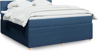 vidaXL Vidaxl - Cama Box Spring Con Colch&oacute;n Tela Azul 180x200 Cm