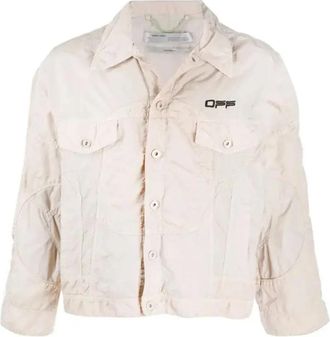 Off-white Logo Windbreaker Bomberjack - Heren - Zomerjassen - Beige - L - Jassen