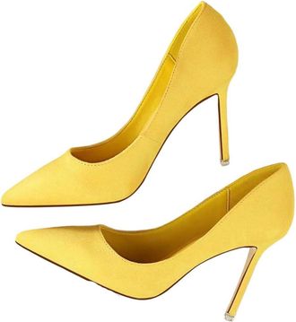 Generic Womens Fashion Pointed Toe High Heel Pumps Classic Stiletto Party Holiday Dress Shoes Yellow