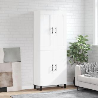 vidaXL Aparador Alto Madera Contrachapada Blanco 69,5x34x180 Cm Vidaxl
