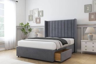 Comfort Beds Palermo Plush Divan Base 2 Drawers - 54 Wingback in Dark Grey | Size: Small Double