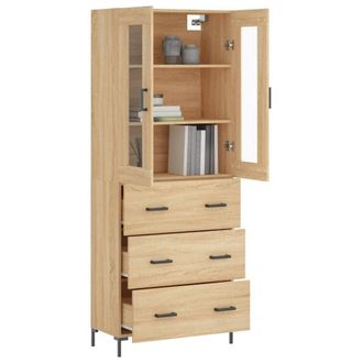 Berkfield Home Highboard Sonoma Oak 69.5x34x180 cm Engineered Wood in Light Tan