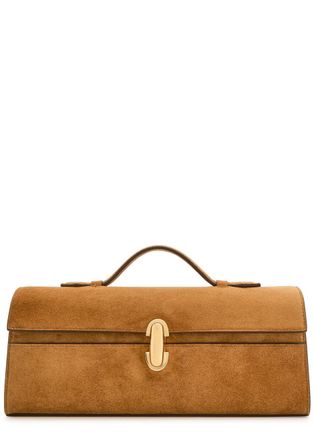 Savette Slim Symmetry Suede Pochette - Tan - One Size