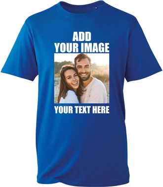 Generic Personalised T-Shirt - Custom Name, Image & Text Tee for Men, Women & Kids - Customisable Cotton Shirt - Funny, Birthday & Gift Printed Top (Royal, 2X