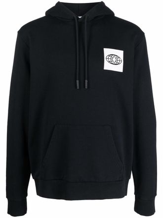 Marcelo Burlon logo-patch cotton hoodie - men - Cotton - M - Black
