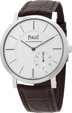 Piaget Altiplano Automatic Silver Dial Brown Leather Mens Watch G0A35130