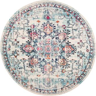 Safavieh Alfombra transicional de polipropileno beige/azul, 201 cm