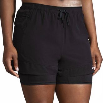 Brooks Womens High Point 3 2-In-1 Running Shorts In Black