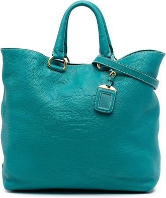 Prada 2013-2025 Vitello Daino Canapa Logo Open Convertible Tote satchel - Blue