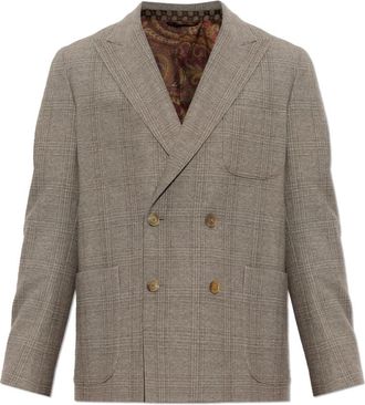 Etro Gekreid Blazer met enkele split - Heren - Blazers - Grijs - L - Jassen