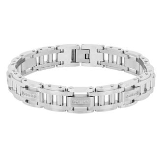 Robert Alton 1/3CTW Diamond Stainless Steel Mens Link Bracelet