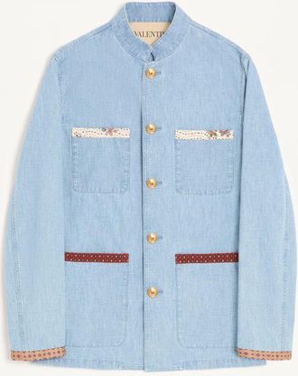 Valentino Giacca Sahariana Valentino In Denim Con Bordi Stampati Uomo DENIM 44