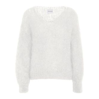Americandreams Milana LS Mohair Knit - Dames - V-hals truien - Wit - M - Wol - Truien & Vesten