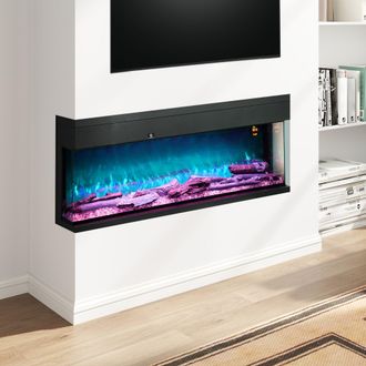 HOMCOM 127cm Electric Fireplace Recessed, Insert, Wall Mount, Freestanding in Black