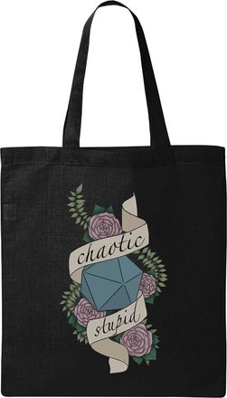 Generic Chaotic Stupid Dice Logo Natural Ecological Cotton Tote Bag Black