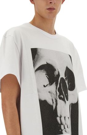 Alexander McQueen Skull Print Cotton T-Shirt - White