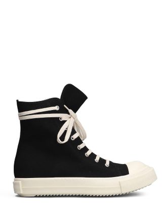Rick Owens High-Top Sneakers with Off-White Accents and Side Zipper