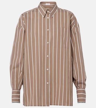 Brunello Cucinelli Monili striped cotton-blend poplin shirt