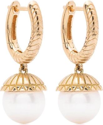 Harwell Godfrey 18kt yellow gold pearl drop earrings - women - 18kt Yellow Gold/Pearl - One Size