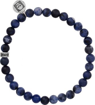 John Varvatos Mens Artisan Beaded Lapis Stretch Bracelet in Lapis/Silver at Nordstrom