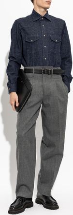Eleventy Denim Shirt, Mens, Navy Blue