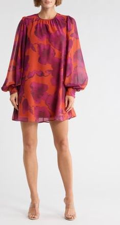 Hutch Twiggy Long Sleeve Shift Dress in Romantic Blotted Floral at Nordstrom Rack, Size Xx-Small
