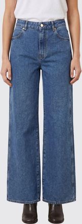 Balmain Jeans wide leg a vita alta in denim di cotone con cinque tasche