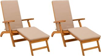 vidaXL Recliner Y Tumbona Plegable 2 Uds. Madera De Acacia S&oacute;lida Vidaxl