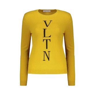 Valentino WomenS Mustard Wool Crewneck Sweater, Size 42