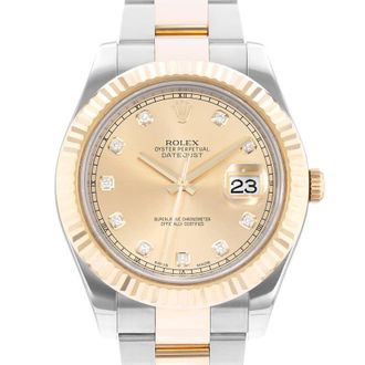 Rolex Pre-owned Rolex Datejust II Automatic Chronometer Diamond Champagne Dial Mens Watch 116333 CDO