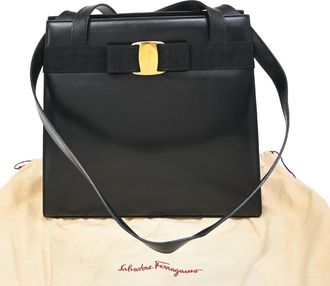 Ferragamo Convertible Vara Bow Tote Leather Leather Handbag (Pre-Owned)