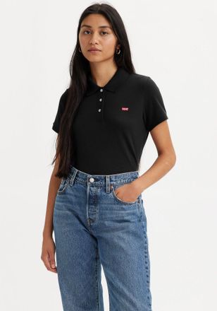Levi's Poloshirt LEVIS LEVIS HM POLO, Damen, Gr. XS (34), schwarz (caviar), Piqu&eacute;, Obermaterial: 95% Baumwolle, 5% Elasthan, slim fit normal, ohne Ausschnitt