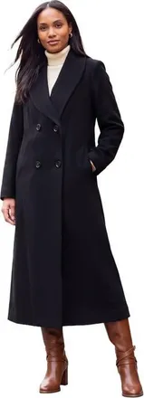 Jessica London Long Shawl Collar Wool Coat in Black at Nordstrom, Size 12