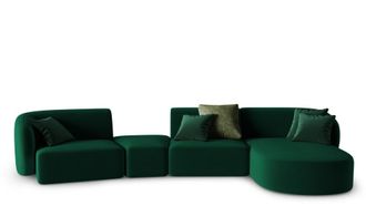 BLOOMINGLOFT 5-Sitzer Designsofa Chiara Samt ohne R&uuml;ckenlehne - Rechts