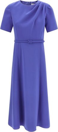 Carolina Herrera Gedrapeerde midi-jurk met riem - Dames - Casual kleedjes - Blauw - 2XS - Leer - Kleedjes