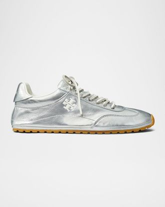 Tory Burch Field Metallic Leather Low-Top Sneakers