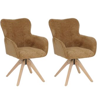 Hhg [nunca Usado] Juego De 2 Sillas De Comedor Hhg-703, Silla De Cocina Con Reposabrazos Giratorios Y Retorno Autom&aacute;tico, Tejido De Chenilla (680 G/m&sup2;) Y 