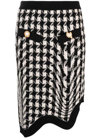 Moschino houndstooth virgin wool skirt - women - Polyester/Viscose/Virgin Wool - 40 - Black