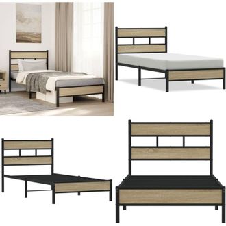 vidaXL Giroletto senza Materasso Rovere Sonoma 80x200 cm in Truciolato - Letto con struttura in metallo - Letto con doghe in metallo