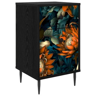 vidaXL Mesa De Noche Lochem Roble Negro 36 X 33 X 61 Cm Vidaxl