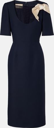 Valentino Abito midi in Crepe Couture con fiocco e pizzo