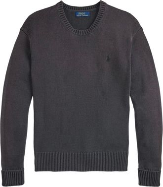 Polo Ralph Lauren Truien & Vesten, Heren, Zwart, S, Katoen, Zwarte Katoenen Crewneck Sweater