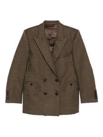 Blazé Milano houndstooth double-breasted jacket - women - Virgin Wool/Viscose - 0 - Brown