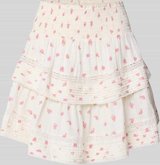 Neo Noir Neo Noir Minirock mit Smok-Details Modell Kenia Fleurie in Weiss, Größe 34