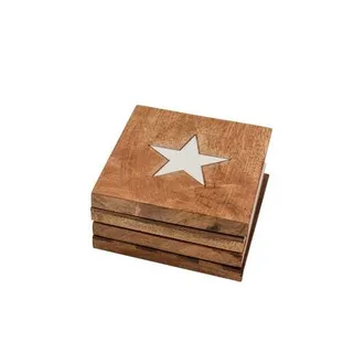 Foreside Home And Garden Set of 4 Stars & Stripes Coasters Mango Wood & Resin in Brown at Nordstrom