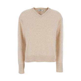 Max Mara V-hals trui - Dames - Cashmere truien - Beige - XL - Kasjmier - Truien & Vesten